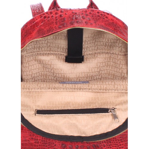  Women's leather backpack POOLPARTY Mini red - photo 3