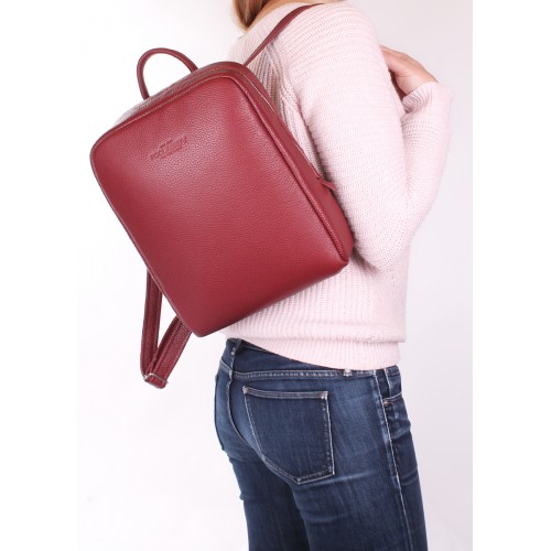  Women's leather backpack POOLPARTY Cult burgundy - photo 3