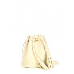 Yellow leather bag with drawstring Bucket yellow