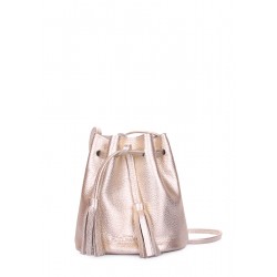 Gold Leather Bucket Drawstring Bag gold