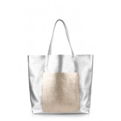 Leather bag POOLPARTY Mania silver