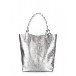 Silver leather bag POOLPARTY Podium silver