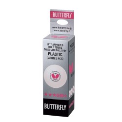 Мяч Butterfly "3-звезды" G40+ Plastic (3 шт, белый)