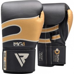 Рукавички боксерські RDX Leather Black Gold 16 ун.