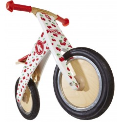 Беговел 12" Kiddimoto Kurve деревянный, белый с вишенками