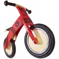 Беговел 12" Kiddimoto Kurve деревянный, с рисунком протектора, красный