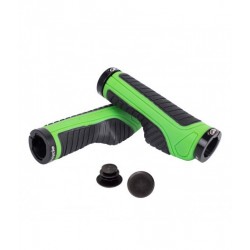 Грипсы Green Cycle GC-G312 130mm эргономичные черно-зеленые с двумя черными замками