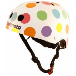 Шлем детский Kiddimoto белый в цветной горошек