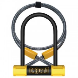 Замок U-образный ONGUARD BULLDOG Mini DT размер скобы 90 x 140мм, толщина 13мм + кабель 120см х 10мм, поворотное крепление на раму,4 ключа+1 с подсвет
