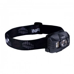 Фонарик INFINI HAWK 100-Black налобный, диод 3 Ватт белый, доп. диоды: 2x 0.5Ватт белые +2 красных, чёрный корпус, 7 режимов
